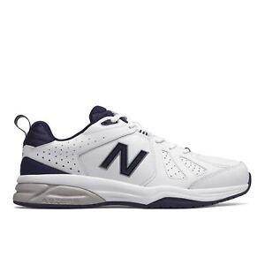 New Balance Men's Extra Wide Fit (6E) Leather Sneakers (624) in White/Navy Size