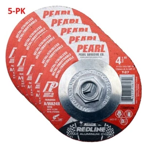 5-PK Pearl Abrasive DCRED45H Depressed Center Grinding Wheel 4-1/2 x 1/4 x 5/8 - Picture 1 of 4