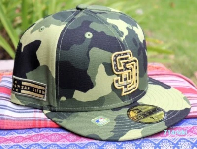 2022 MLB Armed Forces Day San Diego Padres Fitted Hat New Era 59FIFTY On Field - Image 1 of 4