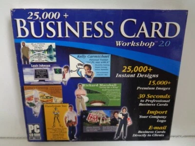 25,000+ BUSINESS CARD WORKSHOP 2.0 CD-ROM SOFTWARE WINDOWS 98 Me XP NEW - Image 1 of 2