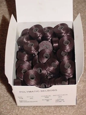 80 - Coats Embroidery Thread Polymatic Belbobs T15 HC 200 yds/Bobbin Chocolate - Image 1 of 2