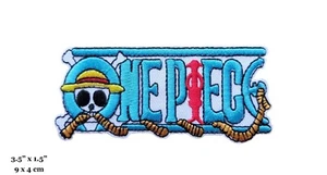 One Piece Anime Series Name Logo Blue Embroidered Iron On Patch - Picture 1 of 2