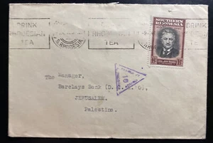 1942 Salisbury Rhodesia Censored Cover To Barclays Bank Jerusalem Palestine - Picture 1 of 2