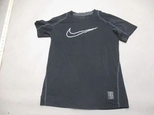 NIKE DRI-FIT Size L Boys BLK Stretch Crew Neck Short Sleeve Athletic T-Shirt 076 - Picture 1 of 8