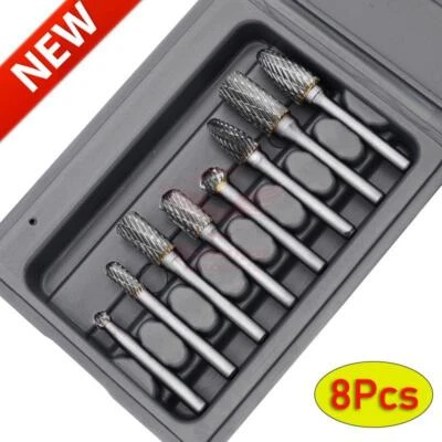 1/4'' Double Cut Tungsten Steel Carbide Rotary Burr Die Grinder Shank Bit Set US - Image 1 of 4