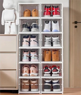 Scatola Scarpe Trasparente Impilabili Pieghevoli Coperchio 6 Livelli Salvaspazio - Immagine 1 di 4