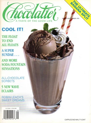 CHOCOLATIER Magazine August/September 1993 Chocolate Sorbet Recipes Soda Floats - Image 1 of 2