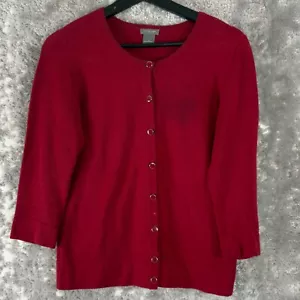 Maglione cardigan Ann Taylor donna taglia S 100% cotone rosso manica 3/4 casual - Foto 1 di 10