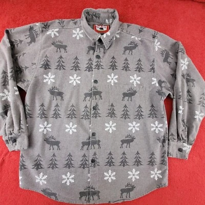 Camisa de franela True Grit para hombre gris medio copo de nieve pino alce Foto 1 de 4