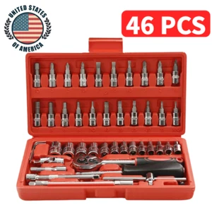 46Pcs Spanner Socket Ratchet Wrench Set 1/4"Drive Car Repair Tool Kit with Case✔ - Picture 1 of 10