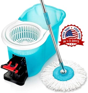 Trapeador Giratorio con balda fregona giratoria piso fregona de piso limpia con cubo - Imagen 1 de 8