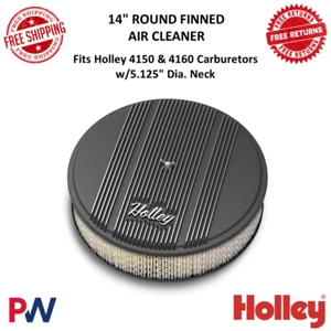 Holley 14" Round Black Finned White Air Cleaner for Carburetors w/ 5.125" Neck - Picture 1 of 11
