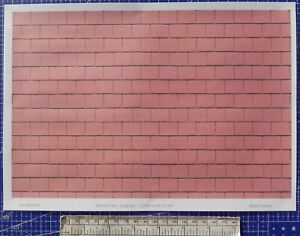 G gauge (1:24 scale) red roof tile paper - A4 sheet (297 x 210 mm)