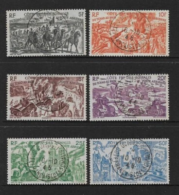 1946 SOMALI COAST AIR POST WWII Set USED (Scott C9-C14) - 2 scans - image 1 of 2