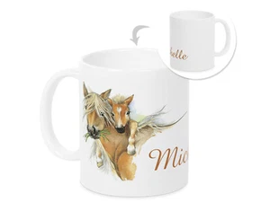 Tasse mit Namen Pferd mit Fohlen Kakaobecher Kindertasse Geschenk personalisiert - Bild 1 von 4