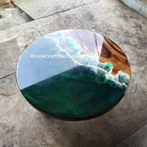 18" Epoxy Resin Table Top Unique Tabletop Decor Artistic Living Room Furniture - Picture 1 of 8