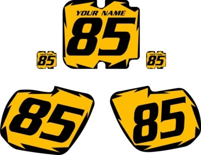 1987 Kawasaki KX250 Pre-Printed Yellow Backgrounds with Black Shock Series - Image 1 of 4