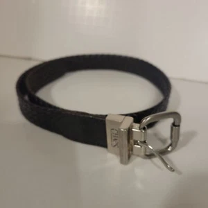 Chaps Bonded Braided Leather Black Belt with Silver Buckle S - Picture 1 of 5