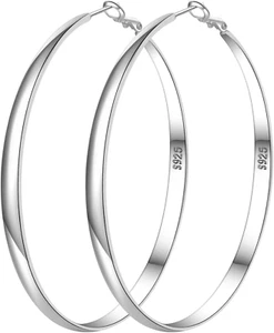 Sterling Silver Hoop Earrings for Women - Large Hypoallergenic Thin Oversize Big - Picture 1 of 12