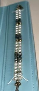 Ross-Simons Sterling Silver/14K 2-strand Gold Beads & Pearls Bracelet - Picture 1 of 13