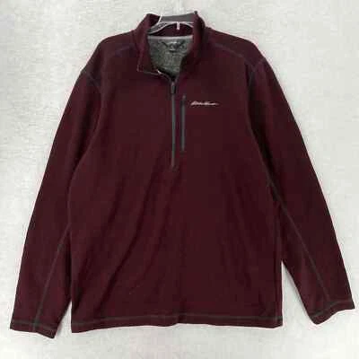 Eddie Bauer Pullover Herren TL Burgund Fleecepullover 1/4 Zip Outdoor Freizeit - Bild 1 von 4