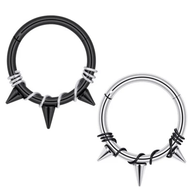 Piercing corporal 2 PIEZAS Anillo aro nariz acero quirúrgico con bisagras clicker tabique labio hélice Foto 1 de 4