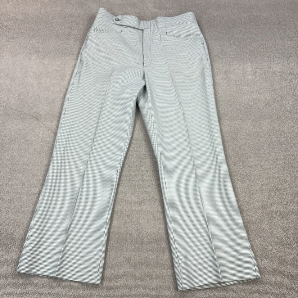 Vintage 70s Disco Pants Mens 34x28 Green Sawtooth Sansabelt Golf Talon Trouser - Image 1 of 4