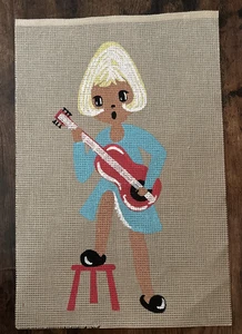 Girl with Guitar Retro Needlepoint Canvas - Belgium - Picture 1 of 1