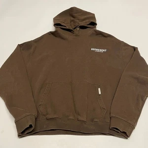 Represent Hoodie Mens Medium Brown Oversized Boxy Cotton Pullover Streetwear - Picture 1 of 11