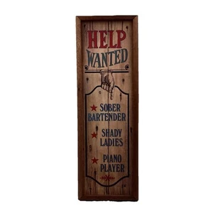 Wallace Berrie Vintage 1973 Wooden Wall Sign Help Wanted Sober Bartender - Picture 1 of 5