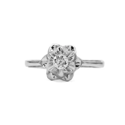 Ring mit Altschliffdiamant Solitär 0,18 ct. in 18 Kt. 750 Weißgold Gr. 54 - Bild 1 von 4