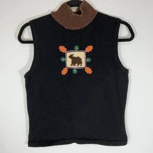 Vintage Storybook Strick Herbst Bär Pullover ärmellos Damen Größe Medium - Bild 1 von 5