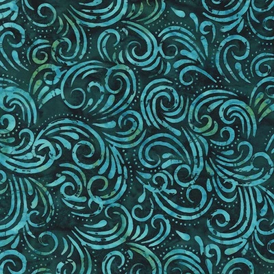 QE8: Charm - Remolino - 452Q-4 verde azulado oscuro - Batik Foto 1 de 2