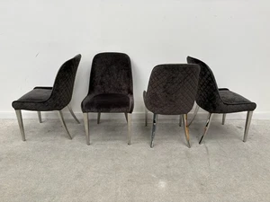 Furniture Village Gabana Velvet Diamond Back Dining Chairs X 4 Charcoal RRP £849 - Picture 1 of 5