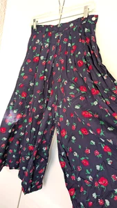 Vintage 1990er Liz Sport blau Blumen super weites Bein Culotte Palazzo Größe 8 Medium - Bild 1 von 12