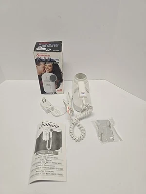 Sunbeam Wall Mount Hair Dryer Hotel Style 1500 Watts 1626-20 Vintage White  - Image 1 of 4