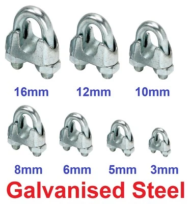 Heavy Duty Wire Rope Grips Clamp Cable Steel Metal Wire U Bolts Fixing 3mm -16mm - Image 1 of 4