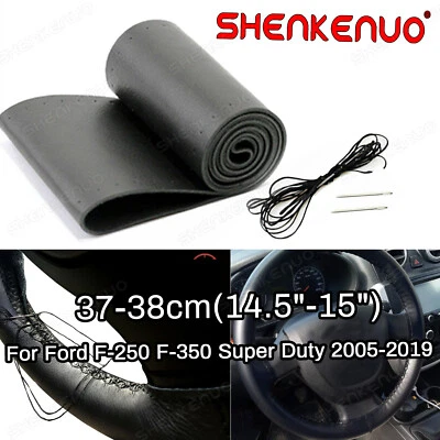 Steering Wheel Cover Genuine Leather For Ford F-250 F-350 Super Duty 2005-2019 - Image 1 of 4