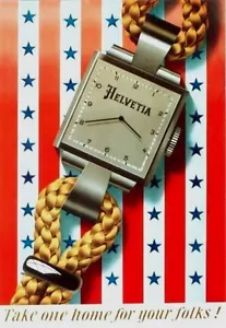 Original vintage poster HELVETIA SWISS LADIES WATCH 1946 Brun - Picture 1 of 1
