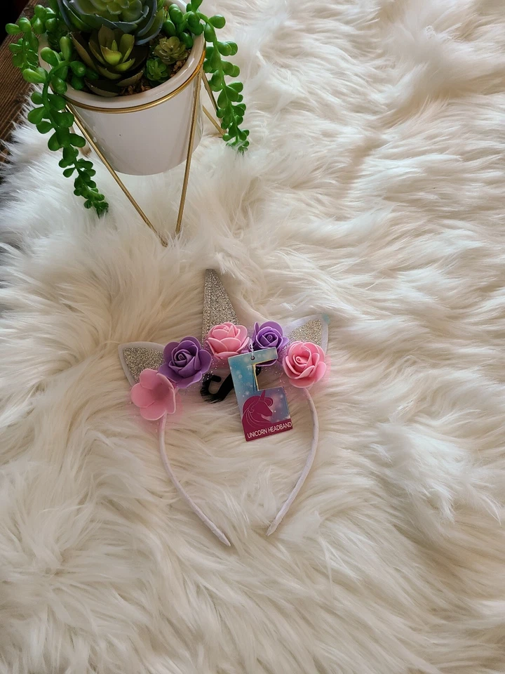 Diadema unicornio flor lavanda y rosa, accesorios de disfraz para niños o adultos Foto 1 de 4