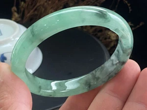 57mmCertificate (Grade A)Myanmar Natural Icy Green Jadeite Jade Bangle+4481 - Picture 1 of 8