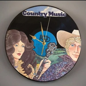 COUNTRY MUSIC - Vinyl LP Record Analog Wall Clock - Pop Art - Picture 1 of 3