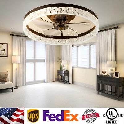 20 in Ceiling Fan Light With APP Remote Control Crystal Design LED Kit Dimmable - Image 1 of 4
