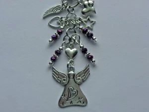 GUARDIAN ANGEL STAR ANGEL WING KEY CHAIN BAG CHARM BAG CHARM JUNK JOURNAL DANGLE - Picture 1 of 6