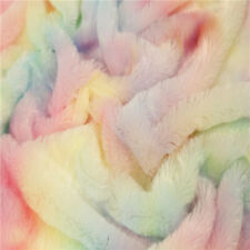 1M Rainbow Tie Dye Velvet Faux Plush Fur Fabric Cloth Thick Warm Soft Craft Warm