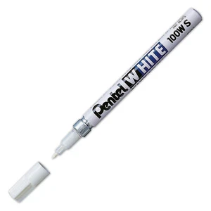 100W-S Pentel White Permanent Marker, Fine Point, White Ink, Pack of 6 - Picture 1 of 1