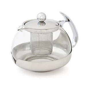 1.2L 1200ml Modern Glass Teapot Stainless Steel Loose Leaf Infuser Filter Large - Picture 1 of 2