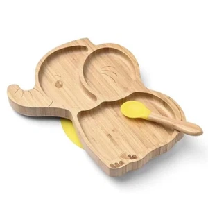 Bamboo Weaning Plate for Babies & Toddlers with Silicone Spoon & Fork - Picture 1 of 30