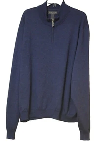 Bloomingdale's Men's Store Blue Merino wool Zip Up Mock Neck Sweater size:2XL - Picture 1 of 3