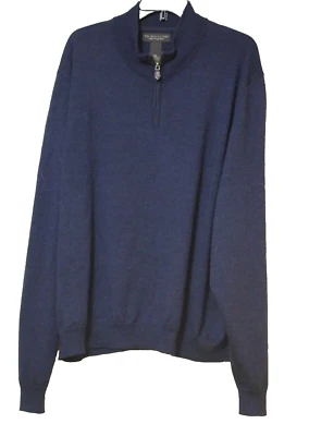 Bloomingdale's Men's Store Blue Merino wool Zip Up Mock Neck Sweater size:2XL - Image 1 of 3